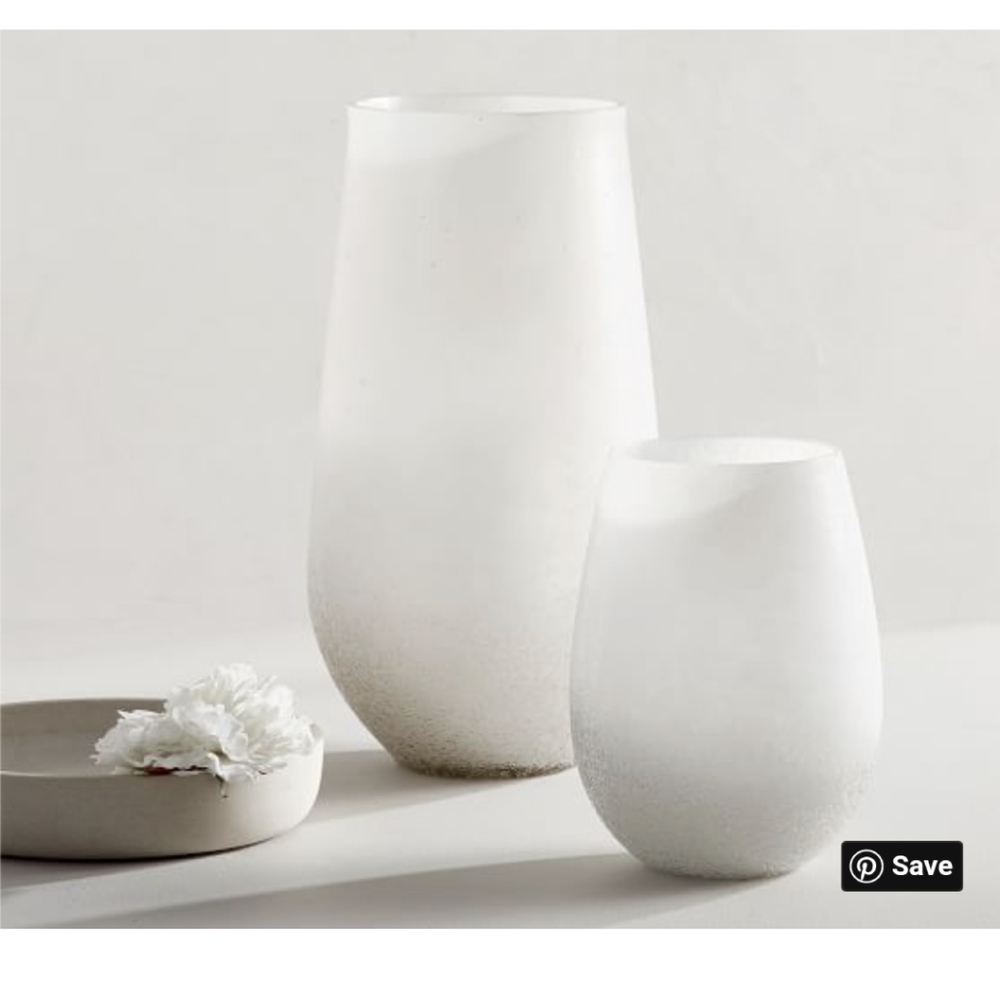 2 white frosted pottery barn candle holders - Picture 3 of 4